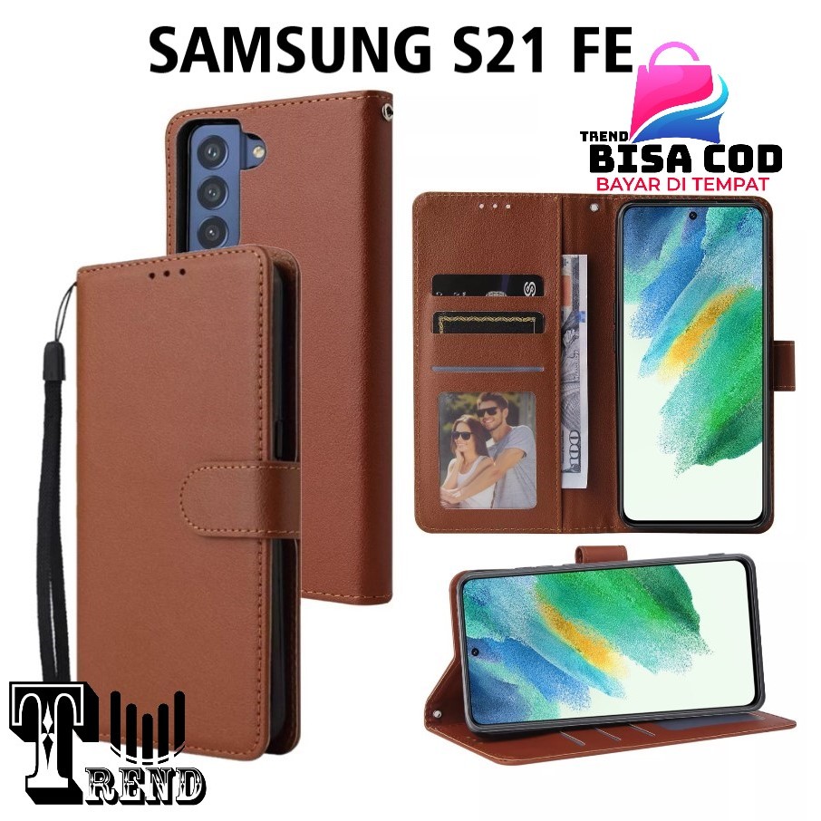 LEATHER CASE FLIP SAMSUNG S21 FE - FLIP CASE KULIT UNTUK SAMSUNG S21 FE
