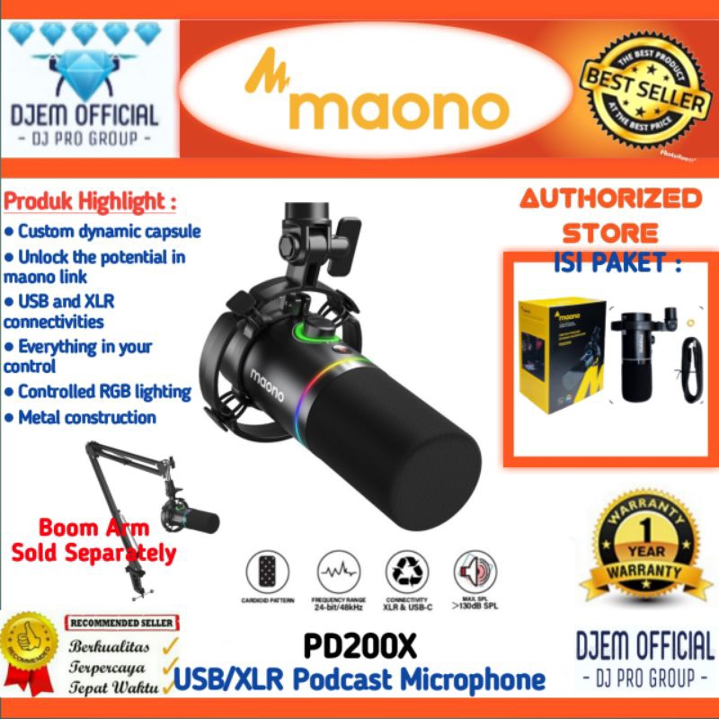 MAONO PD200X USB XLR Podcast Dynamic Microphone RGB Studio Mic Maono PD200 X Maono AU-PD 200X Gaming