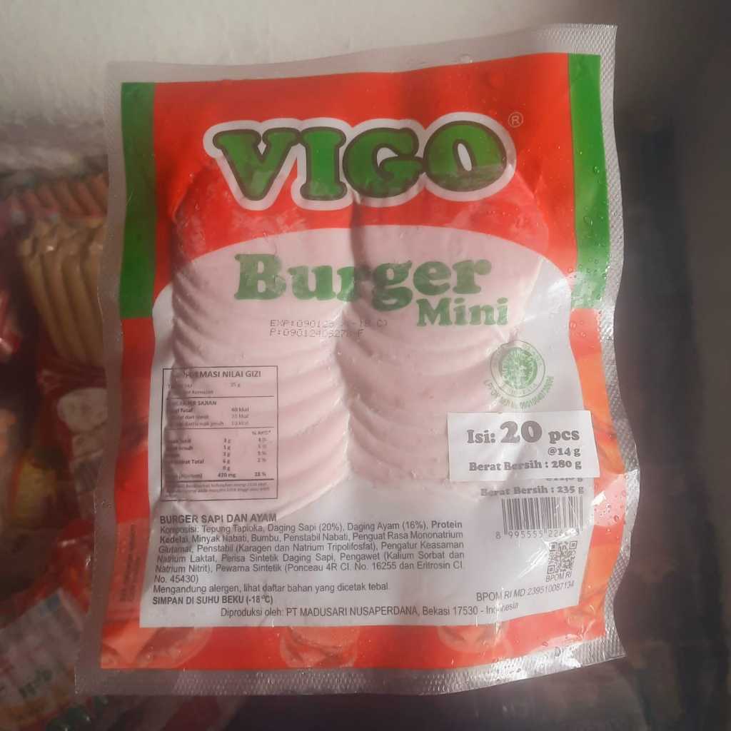 

Vigo Burger Mini 280 gr isi 20 pcs / daging burger