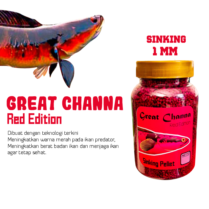 Pelet Great Channa Red Edition Warna Merah Ikan Channa Louhan Arwana