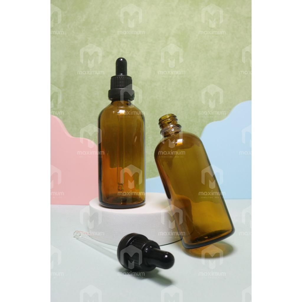 Botol Pipet Kaca Amber Segel 100ml / Botol Kaca 100ml Segel Amber / Botol Kaca Coklat 100ml