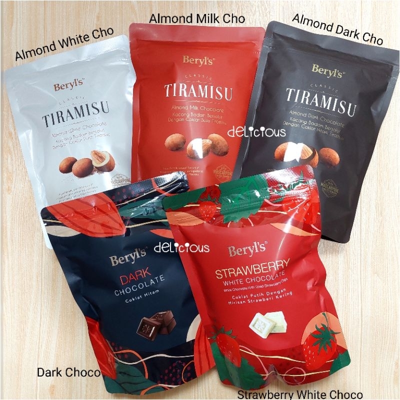 

(Deli/ready) Beryls Almond tiramisu Chocolate 300g coklat halal import isi almond utuh milk dark white cokelat