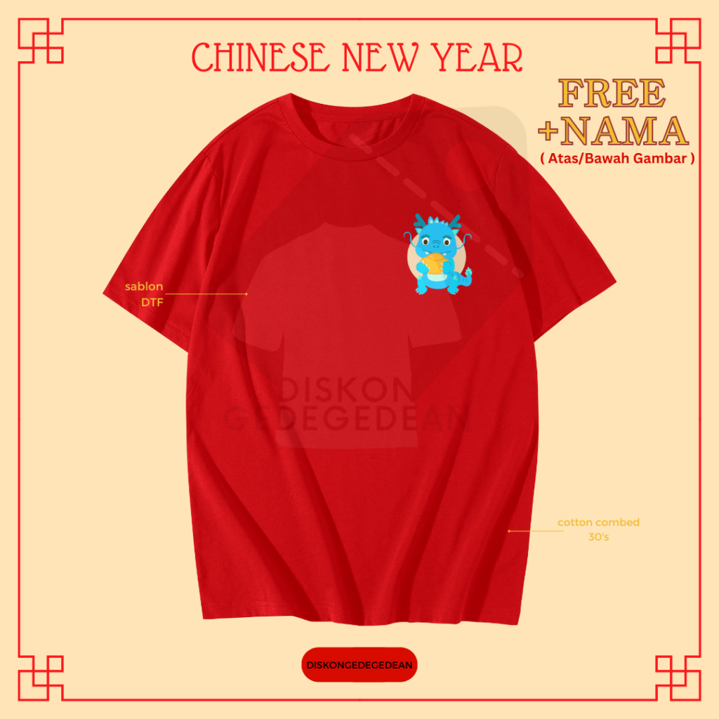 Diskongedegedean Kaos Imlek Shio Naga Baju Tshirt Logo Imlek Type 2
