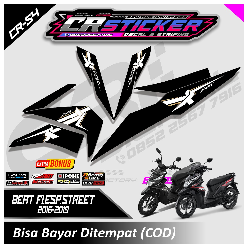 Striping Beat Esp.Fi,Street Tahun 2016 sampai 2019 ,referensi Ide Keren Modifikasi Motor Beat Terbar