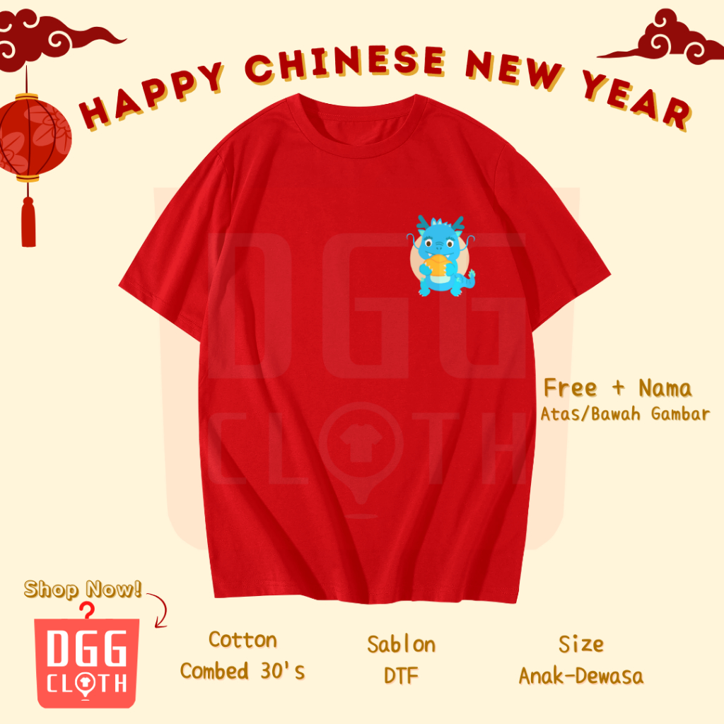 DGGCloth Kaos Imlek Shio Naga Baju Tshirt Logo Imlek Sincia Type 2