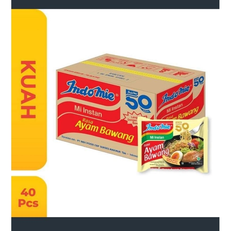 

Indomie ayam bawang 1 dus isi 40 pcs