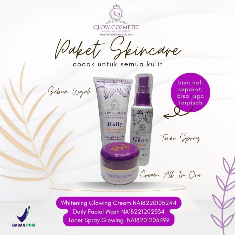 Paket reguler RCB GLOW COSMETIC (Cream whitening/Cream booster)