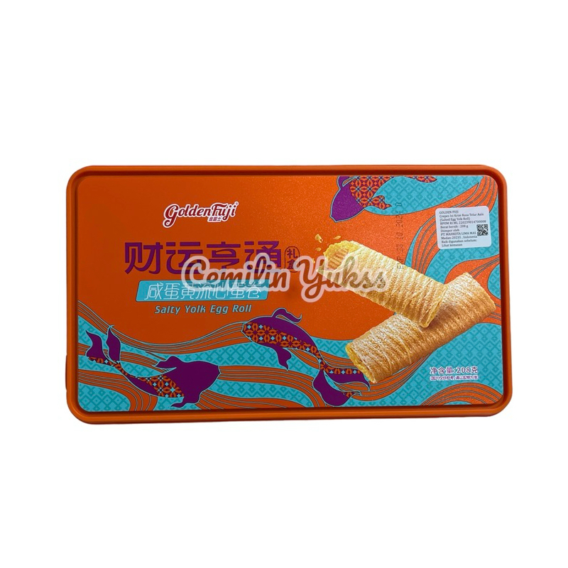 

Golden Fuji Egg Roll Salted Egg Yolk 208g ( Tin ) Crepes Isi Krim Rasa Telur Asin