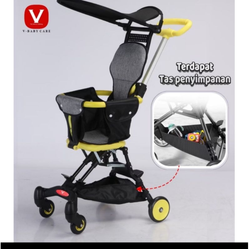 stroller lipat motor lengkap keranjang kanopi