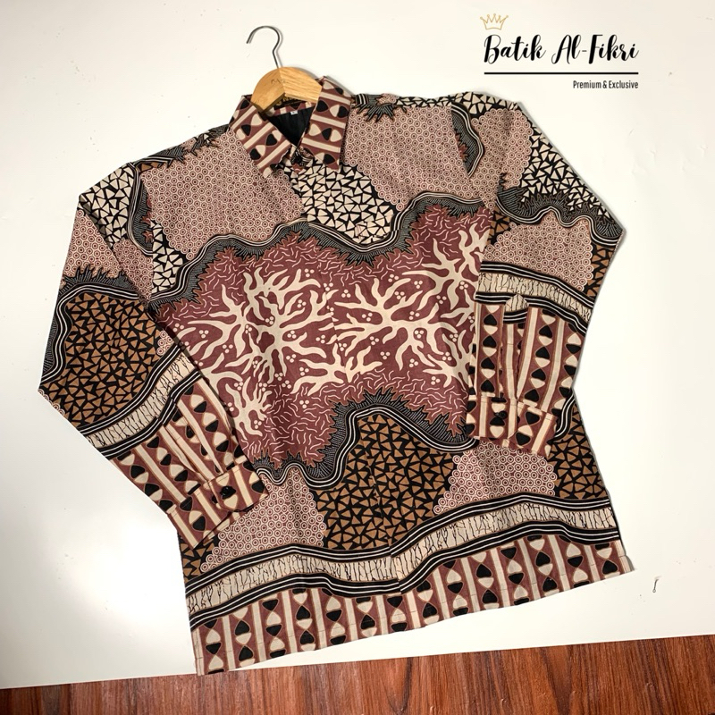 KEMEJA BATIK PRIA LENGAN PANJANG BAHAN KATUN PRIMIS WARNA PINK SALEM