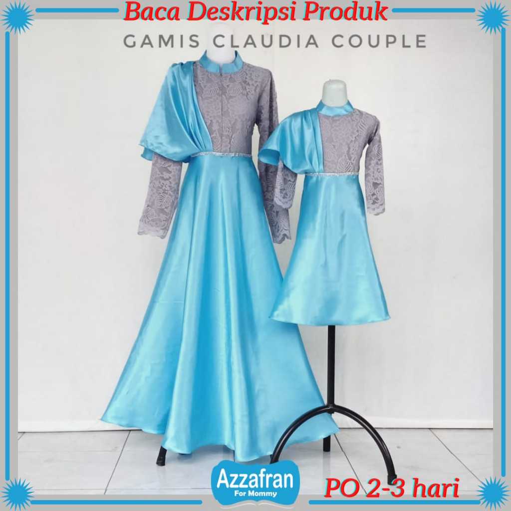 Gamis Claudia | Baju Brokat Couple Anak Perempuan dan Dewasa | Seragam Lebaran Satin Terbaru Murah