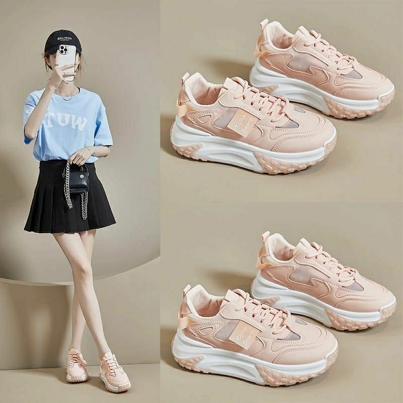 Sepatu sneaker wanita dewasa || Sepatu wanita kasual gaya korea tali model