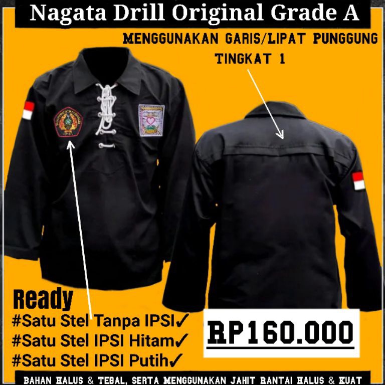 Paket Ekslusif Satu Set  Sakral Warga PSHT Nagata Drill Grade A OriginalHalusTebal