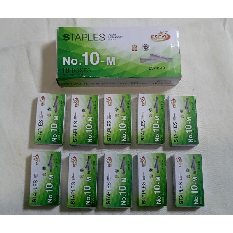 

ISI STAPLES NO 10. Satu Box. isi 10 pak kecil