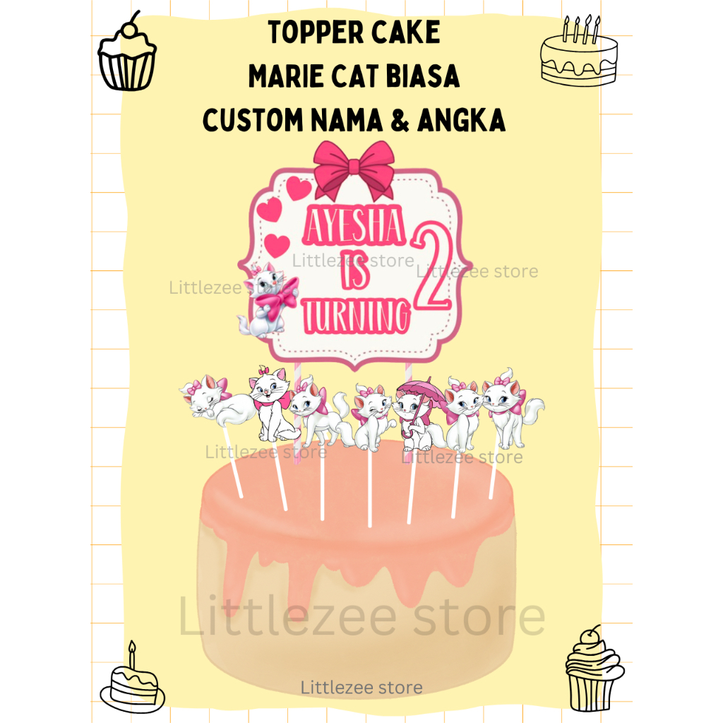 topper cake marie cat / topper tema marie cat / topper kue marie / hiasan kue / hiasan kue ulang tah