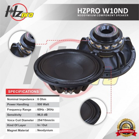 SPEAKER KOMPONEN HZ PRO W10ND ORIGINAL (10INCH)