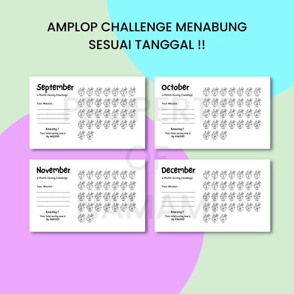 

Amplop Target Menabung Saving Challenge 12 Bulan
