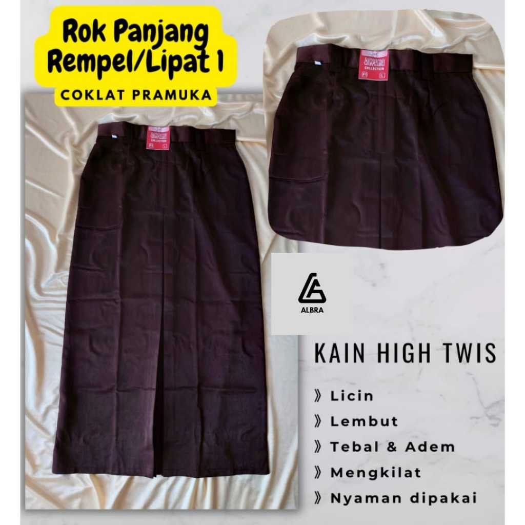 Rok Panjang Span belah satu coklat pramuka / rok pramuka SMP SMA seragam sekolah Bahan HIGHTWISS