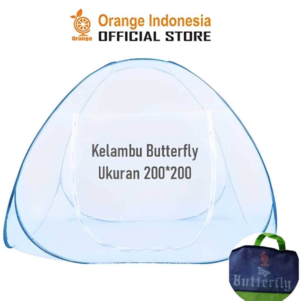 Kelambu Tenda Butterfly Ukuran Jumbo 200*200/ Kelambu Tenda Bawah Bolong Butterfly Orange/ Kelambu L