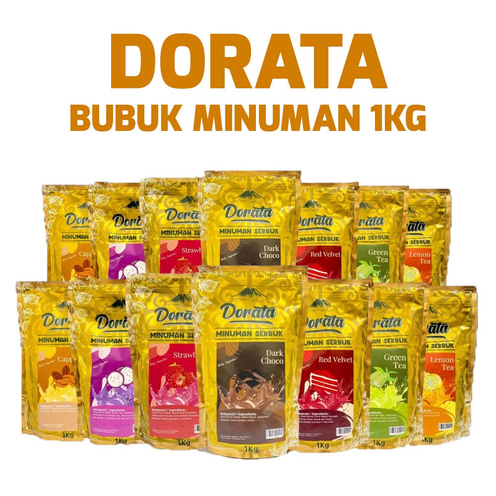 

Dorata bubuk minuman 1kg all varian / dorata powder drink all varian 1kg / bubuk minuman avocado / bubuk minuman sweet blackcurrant / bubuk minuman taro / bubuk minuman cappuccino / bubuk minuman red velvet / bubuk minuman dark chocolate
