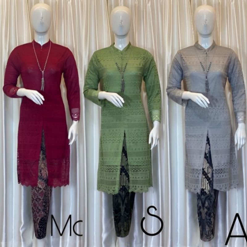 Kebaya Tunik Brokat Atasan Kebaya Kurung Modern Busui Lengan Panjang Baju Kondangan Ibu Warna Silver