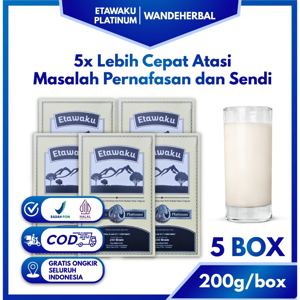 

Etawaku Platinum 5 Box Susu Kambing Meningkatkan Kesehatan Paru-paru Menjaga Kesehatan Tulang Pada Pria Wanita Original