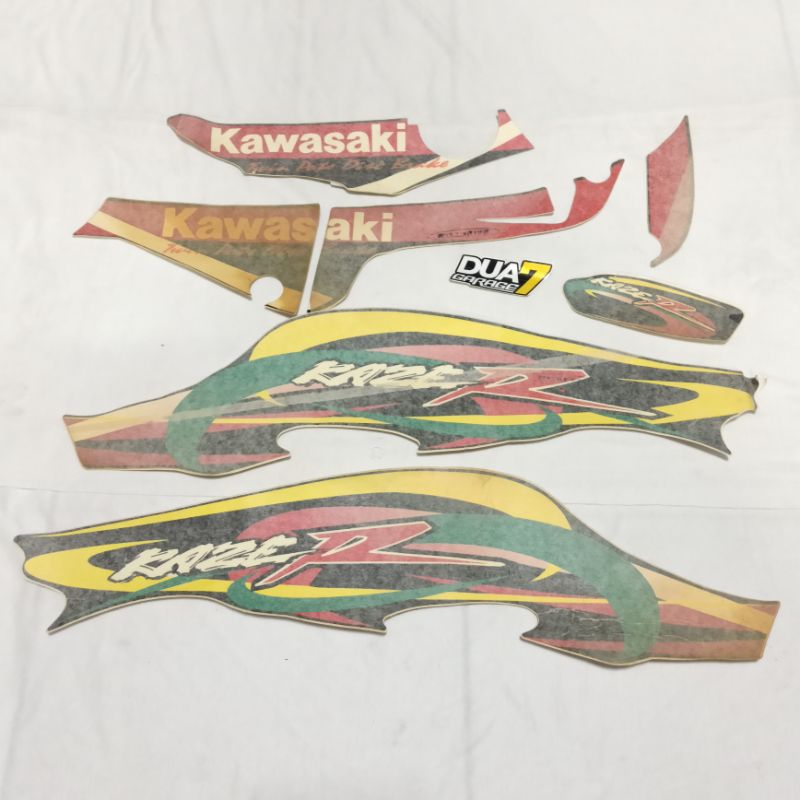 Sticker stiker striping lis gambar Kawasaki Kaze R Hitam 2000 2001 laminasi