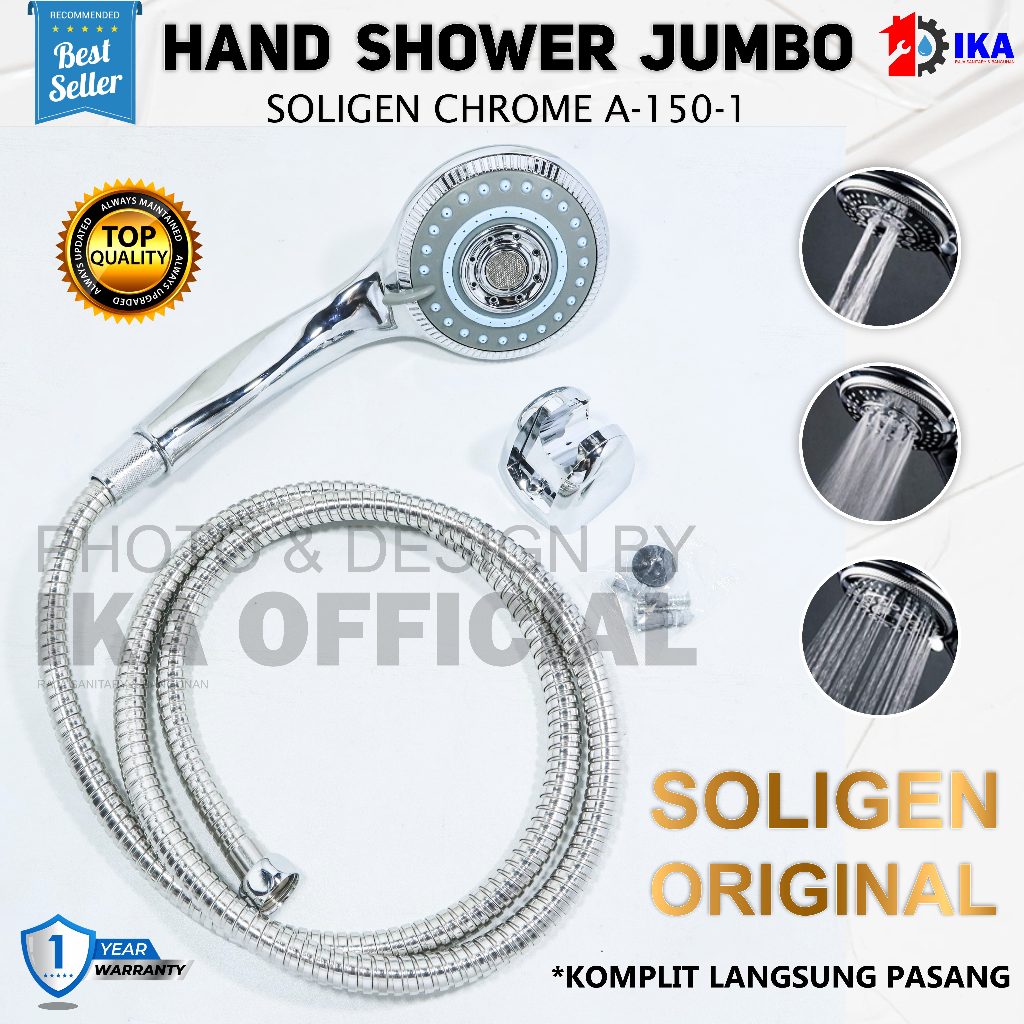 Hand shower soligen shower mandi bagus 150 / Hand Shower Soligen Chrome Tipe 150 Mandi Bulat Kepala 