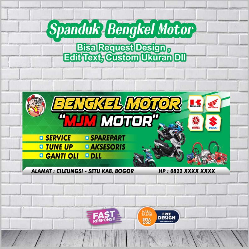 Spanduk Bengkel Motor custom Design Murah