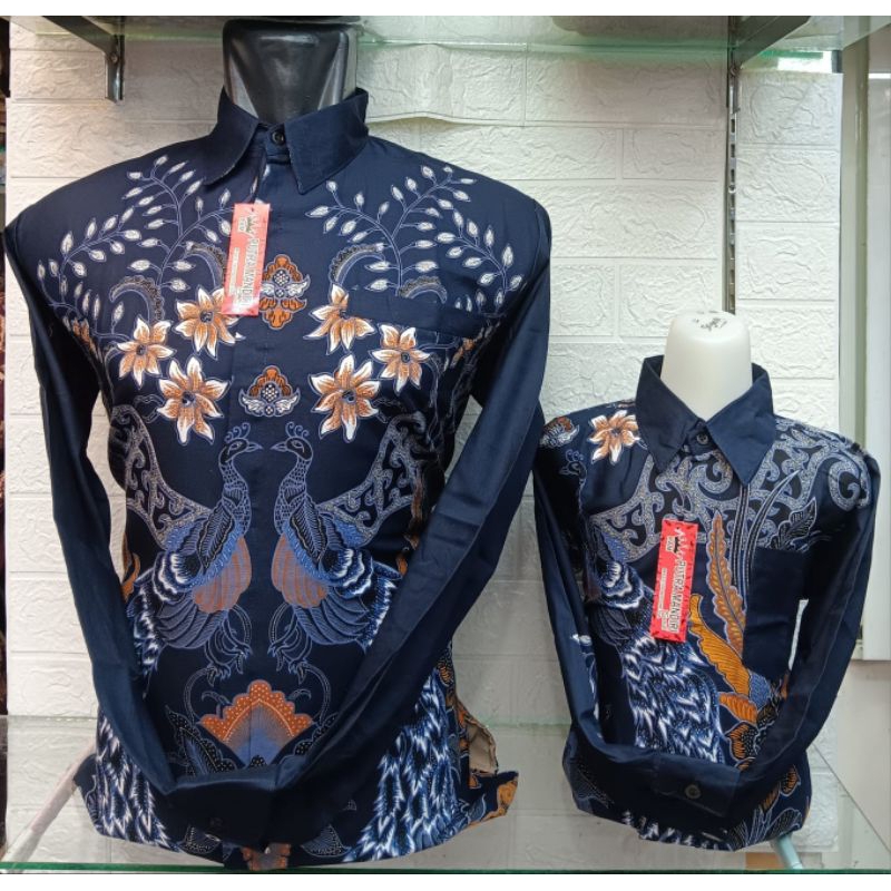 Agen Grosir Batik Jakarta,Batik Couple Ayah dan Anak Laki Laki Pria Lengan Panjang Premium Warna Bir
