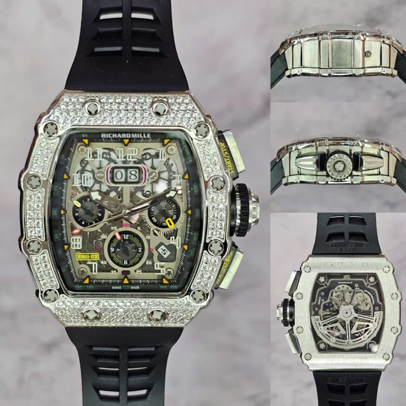 jam pria luxury RM 11-03 Limitted Edition Ice Out Diamond jam pria sporty