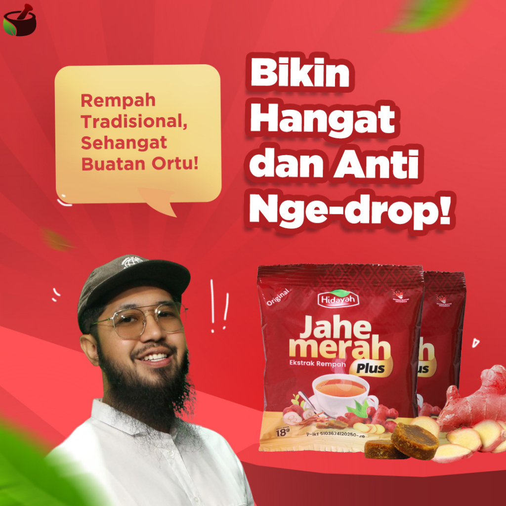 

Jahe Merah Hidayah - Minuman Herbal Hangatkan Tubuh - 12 Sachet