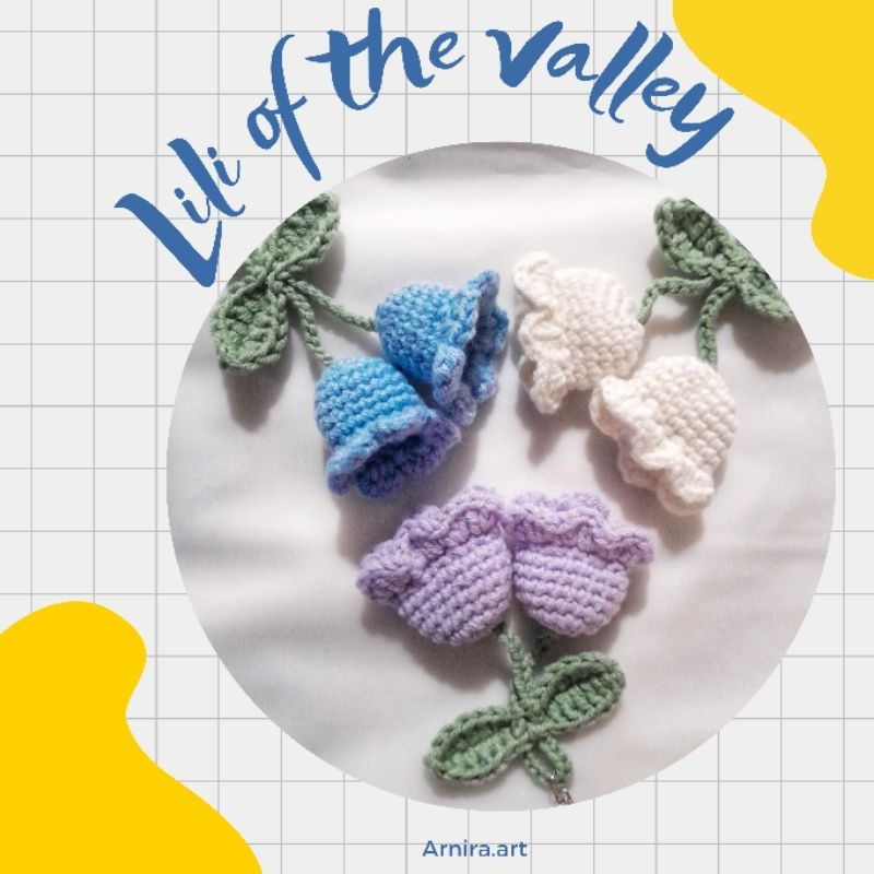 Gantungan Kunci Rajut Lily of the valley | Lily flower crochet amigurumi keychain