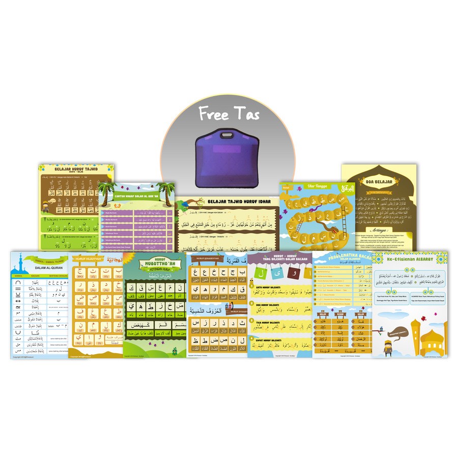 Paket Poster Cepat Belajar Membaca Al Quran/Mengaji Al Barqy