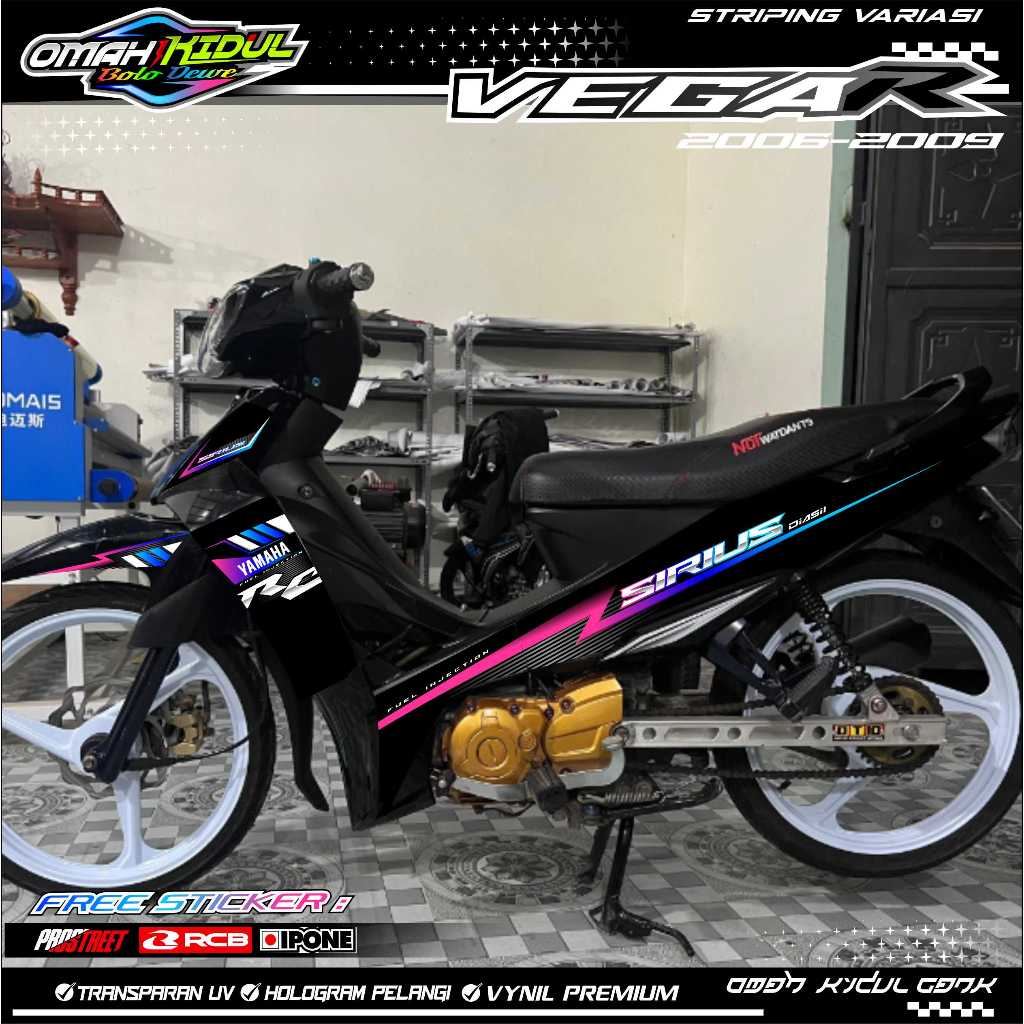STRIPING VARIASI YAMAHA VEGA R NEW 2006-2009 SIRIUS EDITION / STICKER LIST VARIASI MOTOR VEGA R NEW 