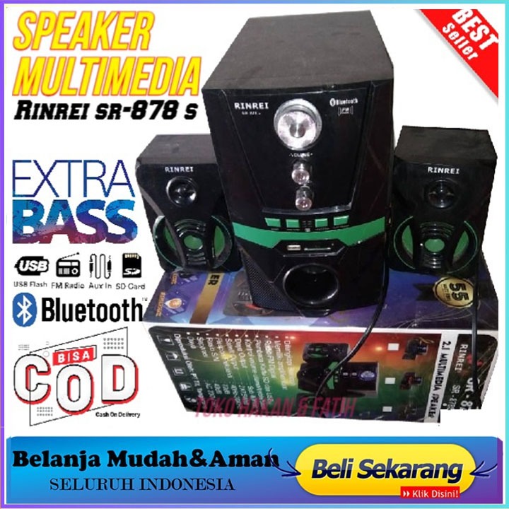 Speaker Bluetooth Speaker Multimedia 2.1 Super Bass RINREI SR 878 S 55W COD Murah Kemana Saja PROMO 