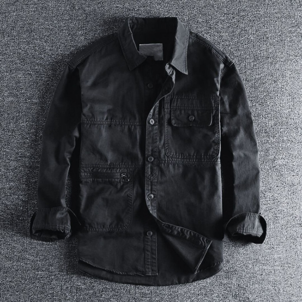 KEMEJA PANJANG PRIA TAKTIKAL DEFIED HITAM ORIGINAL CAQEP