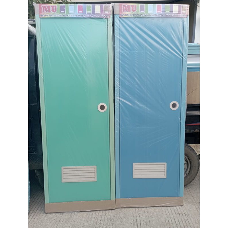 Pintu Kamar Mandi PVC Polos Warna & Serat Kayu Dgn Kusen