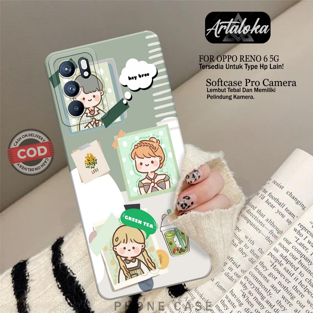 Softcase Hp Oppo Reno 6 5G Fashion Case Kartun Case Oppo Reno 6 5G Silikon TPU Pro Camera Casing Opp