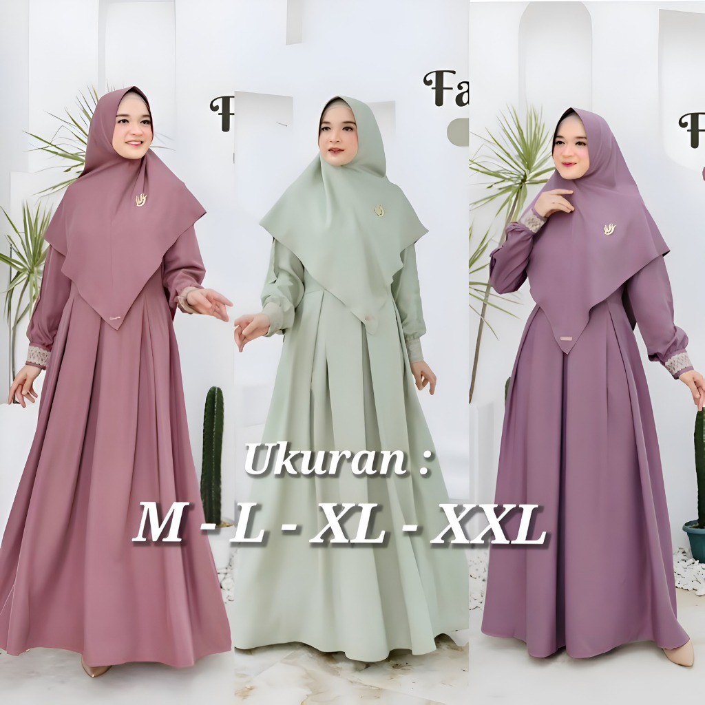 Gamis Syari Fairuz Dress Mulim Wanita Syari Polos Dress Muslim Busui Fashion Remaja Muslim