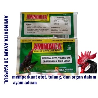 AMINOVITA 10 kapsul - OBAT VITAMIN AYAM ADUAN PENGUAT OTOT AYAM