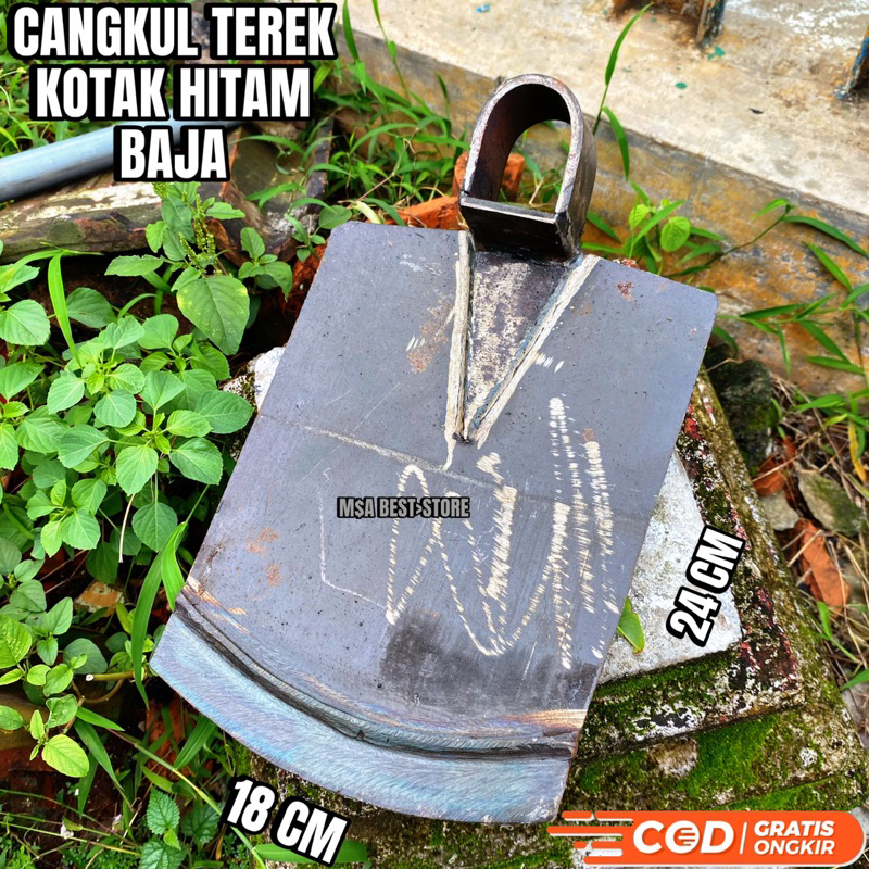 Cangkul terek kotak hitam baja - Cangkul berkebun persawahan - Cangkul gali tanah tebal dan tajam