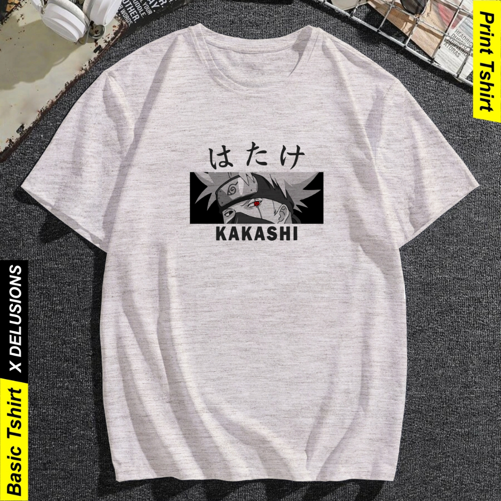 Kaos Pria Anime Naruto Kakashi Anbu Konoha Baju Distro Cowok Oblong Keren Tshirt Sablon