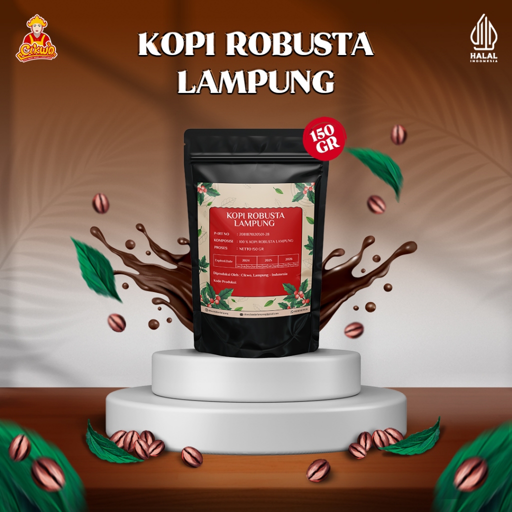 

Kopi Robusta Lampung Bubuk 150 Gram Cikwo