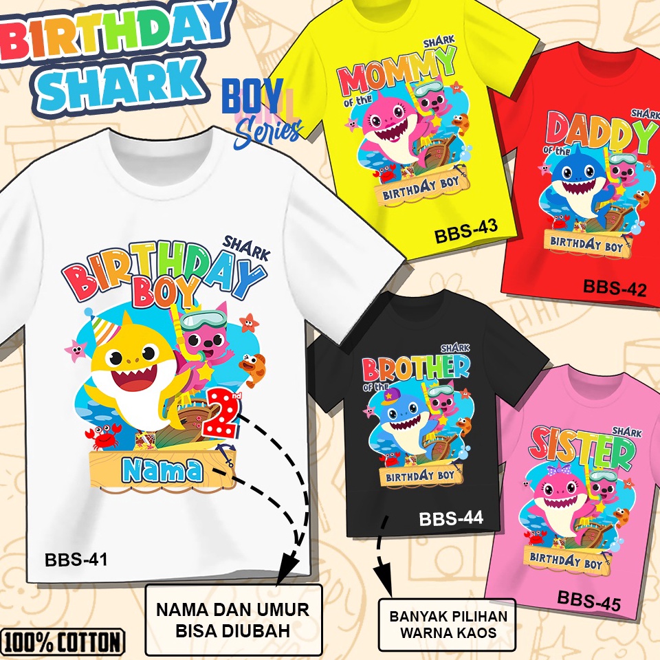 Harga Spesial Kaos Ulang Tahun Baby Shark ULTAH COUPLE ANAK DAN DEWASA