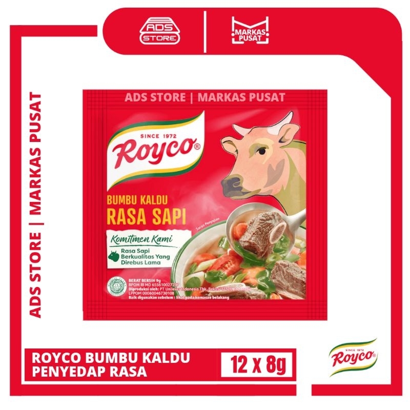 

royco bumbu kaldu 8g 1 renceng = 12 sachet royco rasa sapi / rasa ayam royco kaldu rasa