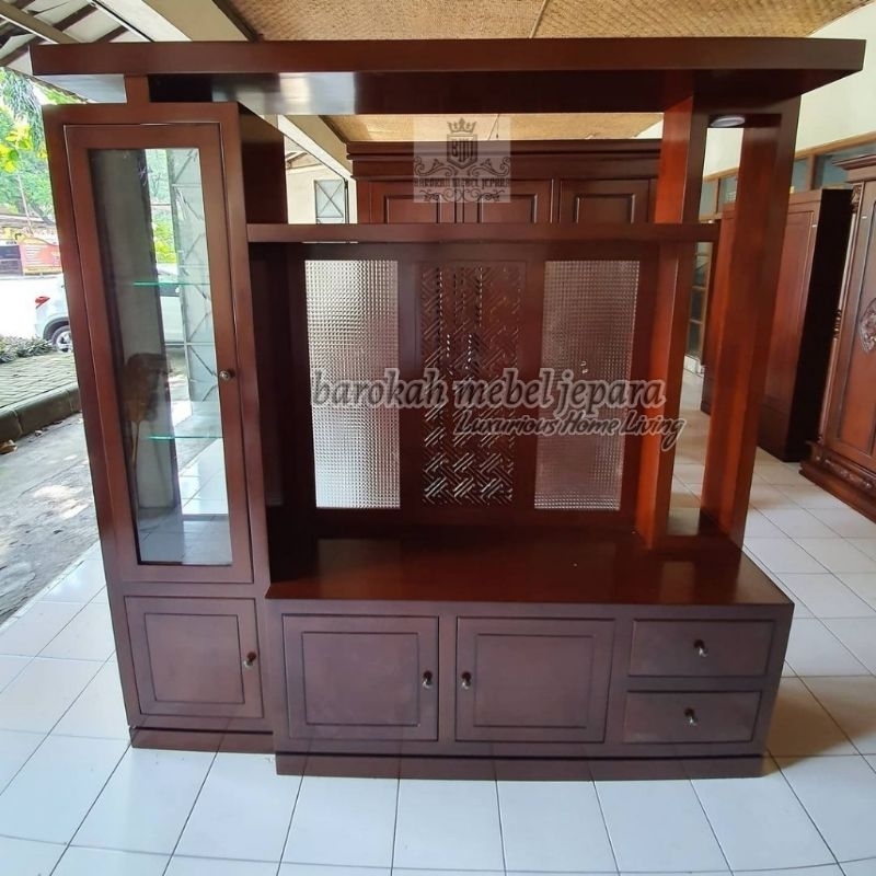 Konsol TV partisi jati minimalis , partisi tv kayu jati