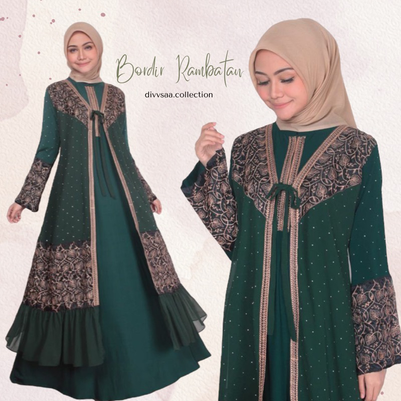 FLASH SALE GAMIS ABAYA TURKEY HITAM ROMPI NEW BUSUI BORDIR ORGANZA 5 SERI WARNA