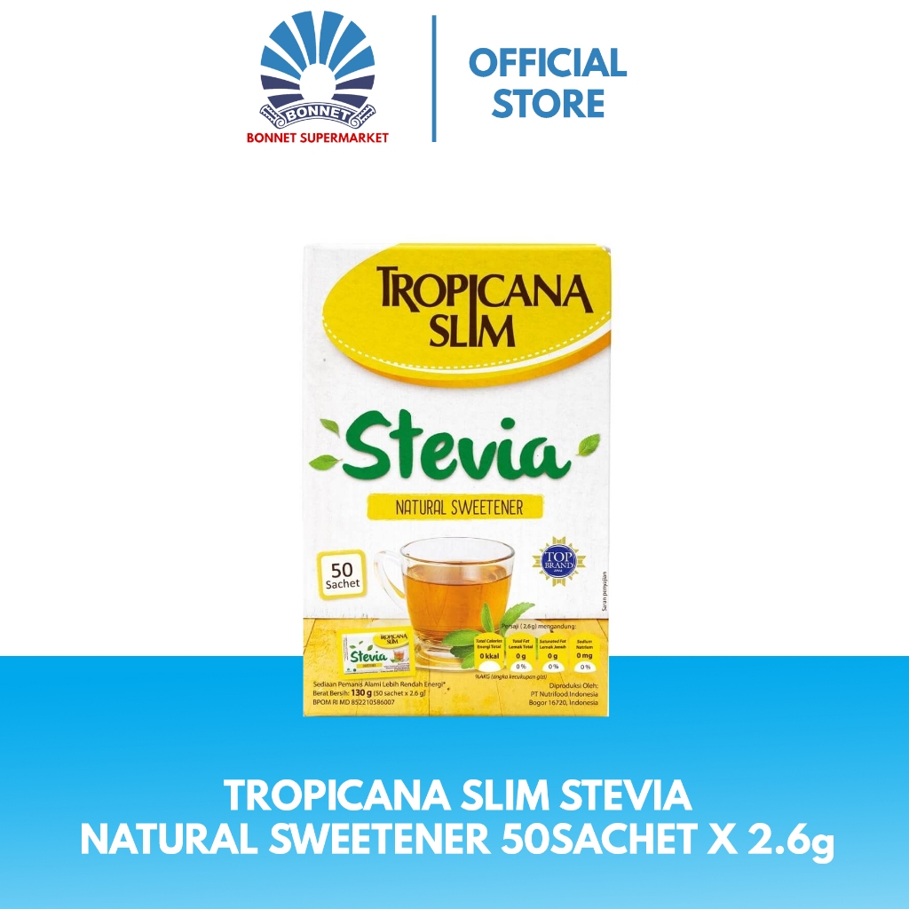 

Tropicana Slim Stevia Natural Sweetener 50 Sachet x 2.6 gr