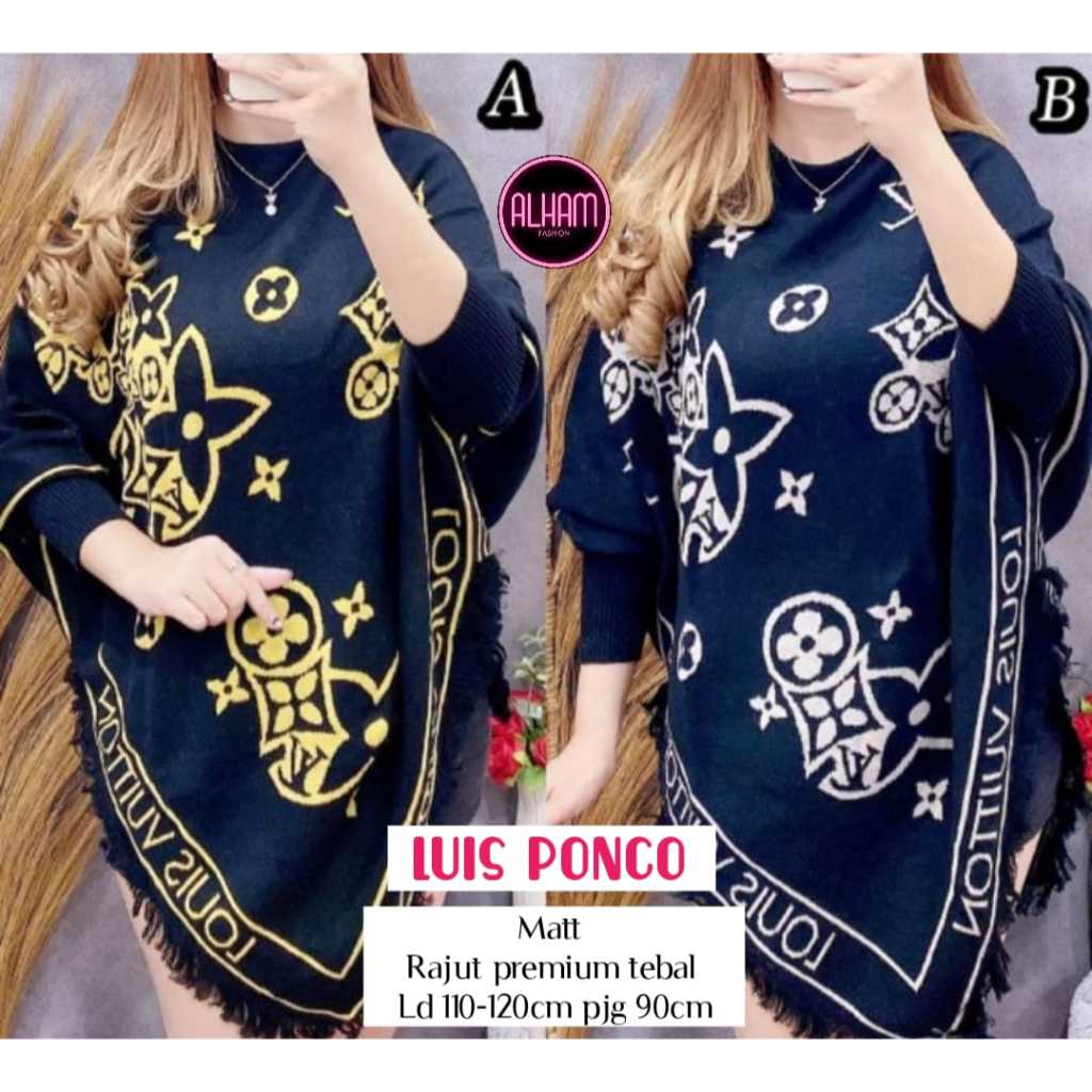 Luis Ponco Alham Atasan Sweater Rajut Wanita Ld 110 - 120 Jumbo XXXL Motif Kekinian Korea Terbaru